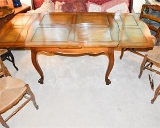 Extendable Dining Table With Six Rush Seat Chairs