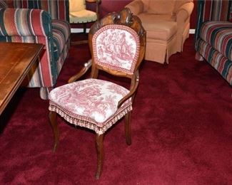 Mahogany Open Armchair With Upholstered Back and Seat