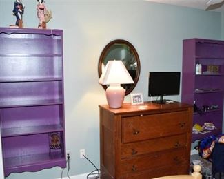 Pair Of Purple Painted Bookshelves