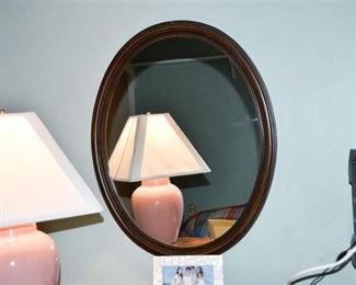 Round Wood Framed Wall Mirror