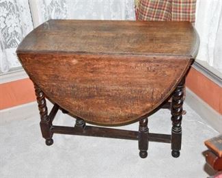 Wooden Drop Leaf Table With Stretcher Base