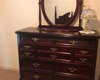 Solid cherry dresser with mirror