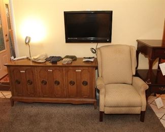 Console, Lazy Boy Recliner (Needs Cleaned), Flat Screen Wall Mount TV