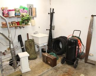 Laundry Sink, Air Compressor, King Bed Frame, Two Person Saw
