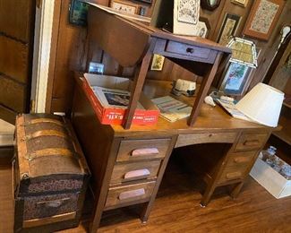 Wooden desk and small coffee table