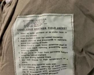 *NEW   MILITARY ISSUE COLD WEATHER FIELD JACKETS