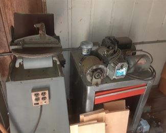 Assorted AC motors and large belt and disc sander
