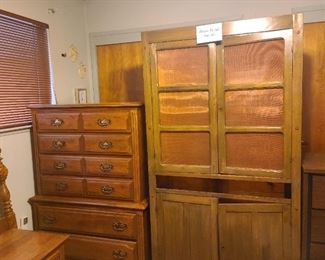 Chest of drawers and vintage pie safe