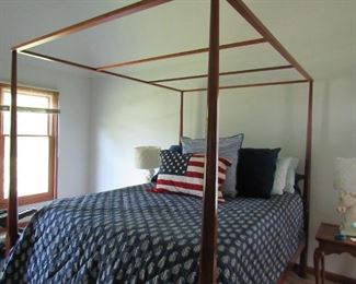 solid cherry 4 poster bed frame queen size $250.  mattress, comforter and pillows aren't  included.