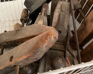 vintage tools, hand wood planer, wood clamps and much more.