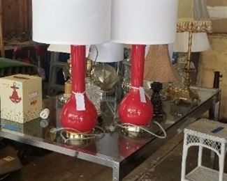 large assortment of lamps