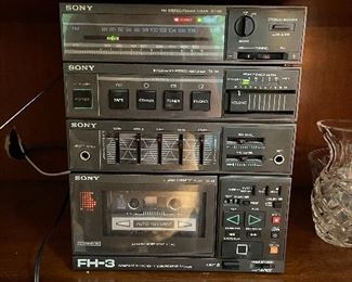 Sony stereo system + 2 speakers,  $35