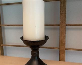 Black candle holder + candle, 10"H,  $8