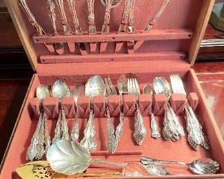 Baroque Rose Silver plate 8 place setting flatware,  $95