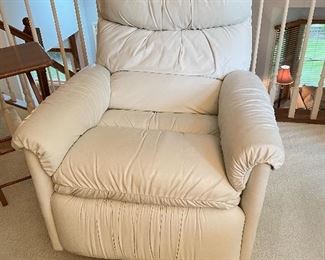 White leather recliner,  34"D x 39"H x 33"W,  $345