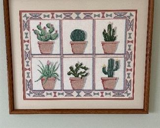 Cross stich cactus wall art, 22.5" x 19",  $18