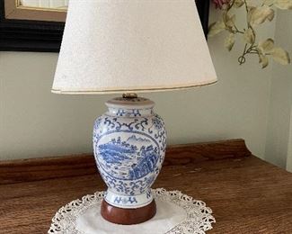 Blue porcelain lamp, $15.5"H,  $ 18