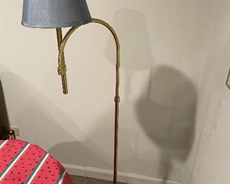 Brass lamp w/blue shade,  $30