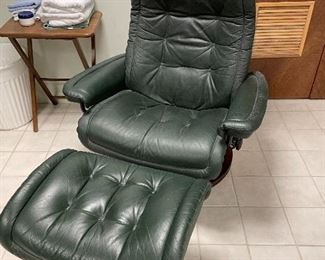 Gree leather chair and ottoman, $75
