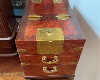 Decorative wood box w/brass handles and hinges,  $65
