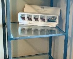 *Room & Board Glass & Metal 5 Shelf Unit 
20 x 18 x 72h $69
*Eduscience 1200x Microscope w/ case $15
* DEPT 56 HERITAGE VILLAGE "SLEIGH & EIGHT TINY REINDEER" #5611-1 SET OF 5 IN BOX $15