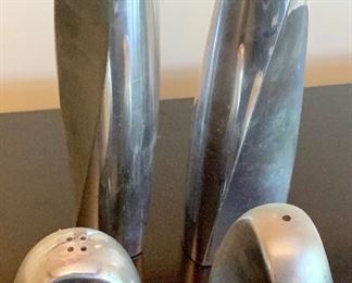 NAMBE VINTAGE TWIST SILVER SALT AND PEPPER SHAKERS $15
*Nambe Twist Taper Candle Stick holders
$20
