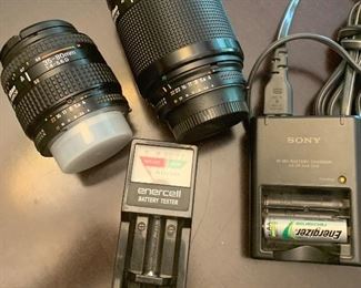 Nikon 70-210mm Zoom lens $50
Nikon 35-80mm Mount Lens $30
Ni-Mh Sony Battery Charger $9
Enercell Battery tester $5