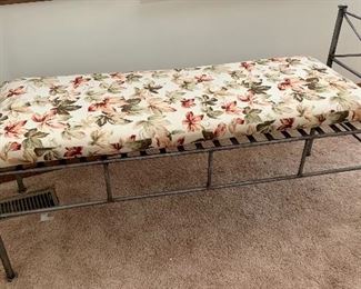 Metal Bench with Cushion. 
50w x 18.5d x 25h $125