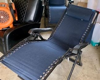 Indoor / Outdoor Folding gravity Reclining Lounge chair with fold down side table $95 - 2 available
