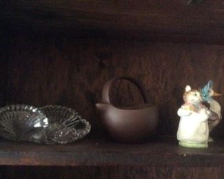 Xiching teapot, Beatrix Potter figurines
