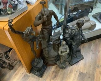 Bronze sculptures - Rousseau, etc.