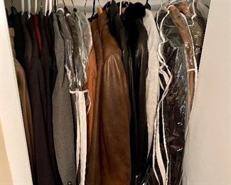 Multiple leather coats