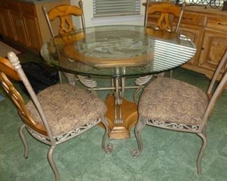 Unusual and very heavy kitchen table w/chairs