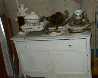 Vintage cabinet & misc