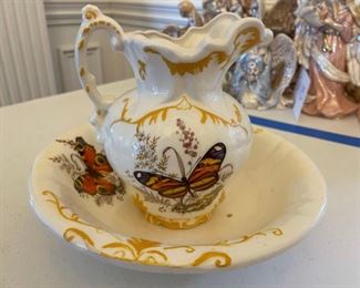 Vintage Butterfly Themed Pitcher Serving Bowl