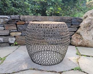 Metal art/ basket table - 19" high x 17" diameter at the top