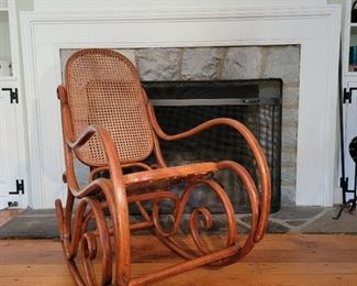 $60 - curved leg cane seat rocking chair - 39" high x 21" wide x 40" deep