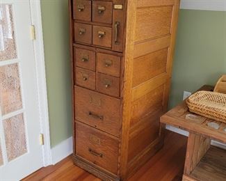 $550 - vintage (library ?)  filing cabinet - 52" high x 18" wide x 27" deep