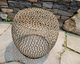 open weave art/basket bench - 19" high x 17" diameter at the top