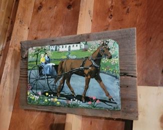 Painting - slate on wood - 13" x 21" - located in garage with some other similar paintings