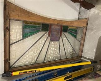 Stain Glass, framed - antique piece!! Slight crack