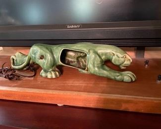 MCM green panther table lamp