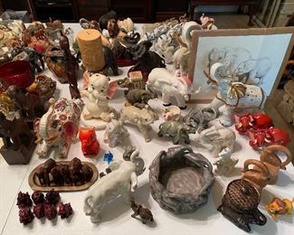 Very large collection of ceramic elephants 