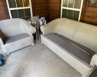 White faux wicker furniture set. 