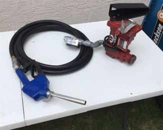 DC Fuel Pump with Gauge, Hose, and Dispensing Nozzle