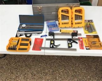 Drill Bits, Calipers, Tap Set, Combination Squares, and More