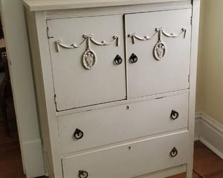 French 2 door, 2 drawer dresser with drawers in cabinet