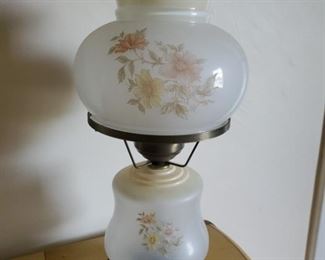 Hand painted two bulb, upper and lower lamp