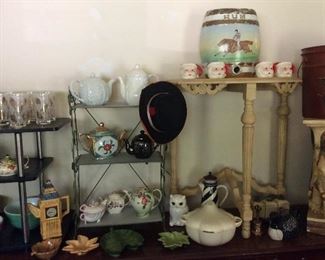 VINTAGE TEA POTS , VINTAGE RUM JAR
