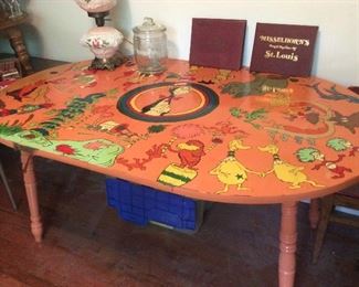 DR. SUESS HAND PAINTED TABLE.